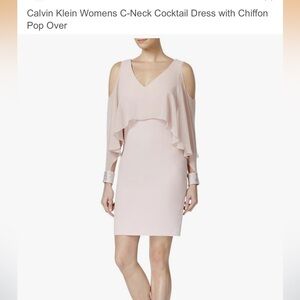 SZ 10 WOMEN'S CALVIN KLEIN c-neck cocktail petal pink COLD SHOULDER DRESS